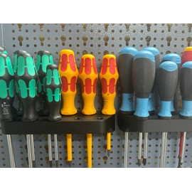 Double Screwdriver Holder for Perforated Wall Suitable for Küpper Perforated Wall and Euro Perforation 45 mm Euro Perforated Wall - All Perforated Walls - System Holder - Perforated Wall Accessories - Tool Wall (2 x Screwdrivers)