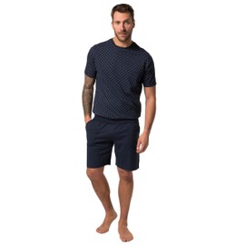 JP 1880 837696 Men's Large Sizes Plus Sizes Menswear L-8XL Pyjamas, Belly Fit, All-Over Print, T-Shirt, Shorts, up to 8 XL, navy blue, XXL