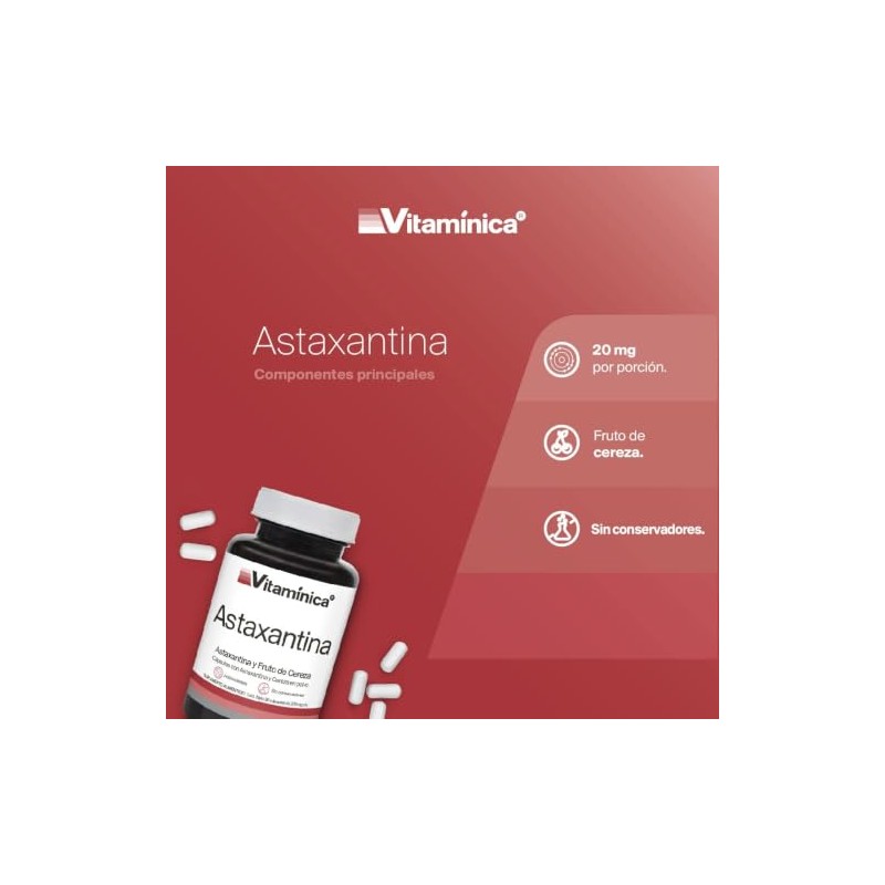 Vitaminica Astaxantina 20 mg 30 Cápsulas Antioxidante