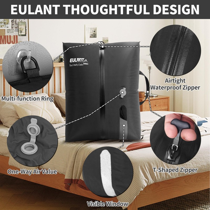 EULANT TPU Vacuum Bags for Travel, Reusable Compression Bags for
