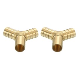sourcing map 2 Pcs Brass Hose Barb Fitting Y Shaped 3 Way Connector Coupler, 5/8" ID Brass Fitting Air Hose Fittings for Connecting Water Fuel Air, Oil Hoses