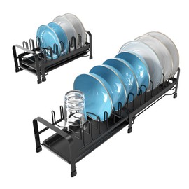 Webetop Small Compact Dish Drying Rack - Expandable 12.48" - 21.69" Narrow Dish Drying Rack - 15 Slot Mini Dish Racks for Small Kitchen Counter/RV/Camping, Detachable PP Drain Tray & Anti-Slip Feet