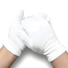 White Gloves, 2 Pairs 100%Cotton Gloves for Eczema, White Cotton Eczema Gloves for Men and Women Dry Hands,