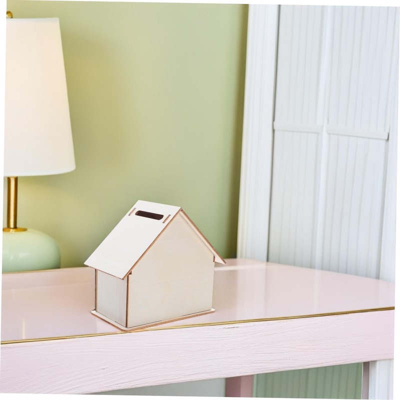 Kisangel 10PCS Wooden House Craft Piggy Bank Kit Unfinished DIY