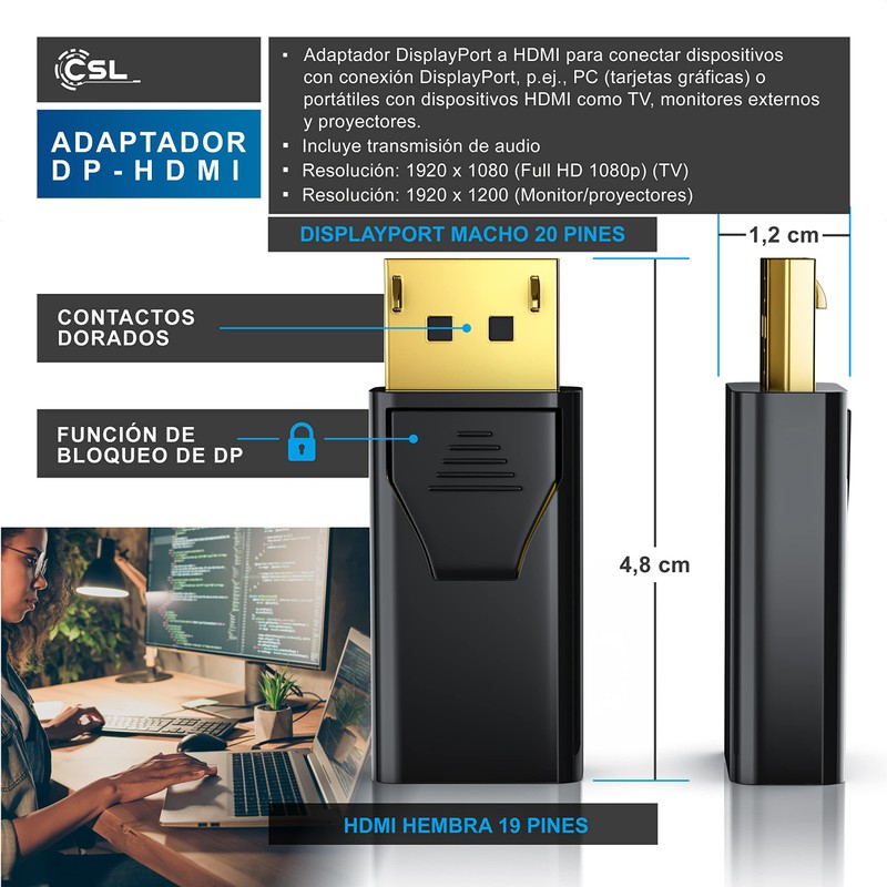 CSL - DisplayPort to HDMI Adapter - DP 1.2 4K