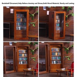 Anxiety Relief Bookshelf Ornament for Adults, Miniature Book Library Shake Away Your Anxiety, Wooden Book Box Display Case Home Decoration for Men Women Book Lovers