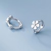Solid Silver Huggie Earrings; S925 Hoop Earrings; Small Flower Huggie