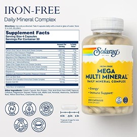 Mega Multi Mineral sin hierro, 200 cápsulas                                                                                                           