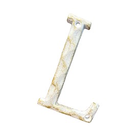 5-Inch House Numbers & Letters -Cast Iron Anti-Rust Mailbox Numbers-Address Number for Home, Office, or Business/Gold & White Finished/Letter L