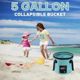 AYWOHA 20L Collapsible Bucket with Handle, 5 Gallon Foldable Water Container, Portable Wash Basin for Camping, Hiking, Fishing, Gardening, Car Washing and Outdoor Use