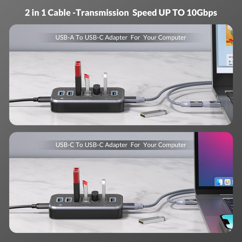 SETMSPACE Hub USB, concentrador USB para transferencia de 5 Gbps,