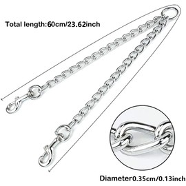 Bessy shop Double Dogs Lead, 60cm Metal Double Dog Leash 2 Way No Tangle Dog Chain Chew Proof Tangle Free Dual Dog Leash Extension Splitter Chain Lead 360° Swivel Clip for 2 Dogs