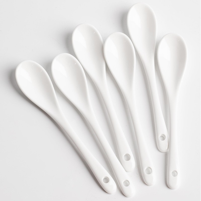 MIUFA 6PCS Porcelain White Coffee Spoons Espresso Tea Sauce and