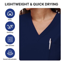 Mizzuco Scrubs Set for Women Nurse Uniform V-Neck Top and Drawstring Jogger Pants with Multi Pocket Nurse Workwear