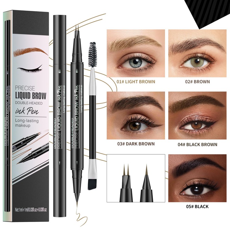 Vawolecy Microblading Eyebrow Pen, Brow Pencil 2-in-1 Dual-Ended Eyebrow Pencil