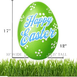 Happy Easter Classic Yard Sign Home Decor Lawn Decoration With Stakes Easter Egg (Green)