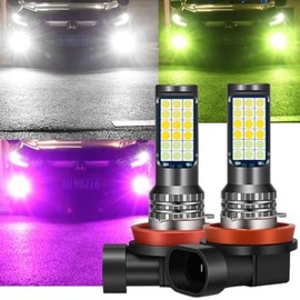 [EternaBright] Car LED Fog Lamp, 3 Color Switching, H8, H11, Explosive Light, White, Pink, Lime, High Brightness, CSP Chip (White, Pink, Lime)