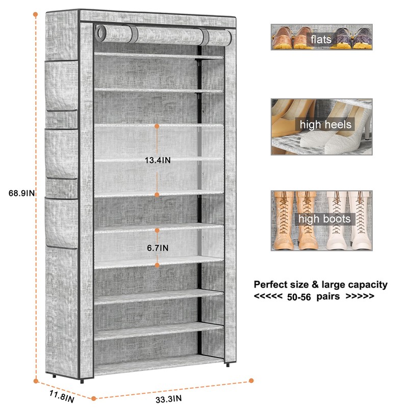 OYREL Shoe Rack 10Tier Large Capacity 50-56Pairs Beautiful Tall Shoe