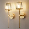 Crystal Battery Operated Wall Sconces Set of 2, Gold Rechargeable