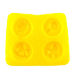 Flexible Molds - Baby Shower - Rocking Horse, Carriage, Rattle, Bear (4 cavity) - Cream Cheese Mint Molds - Candy Melts - Fondant - Caramels - Soft Candy Molds