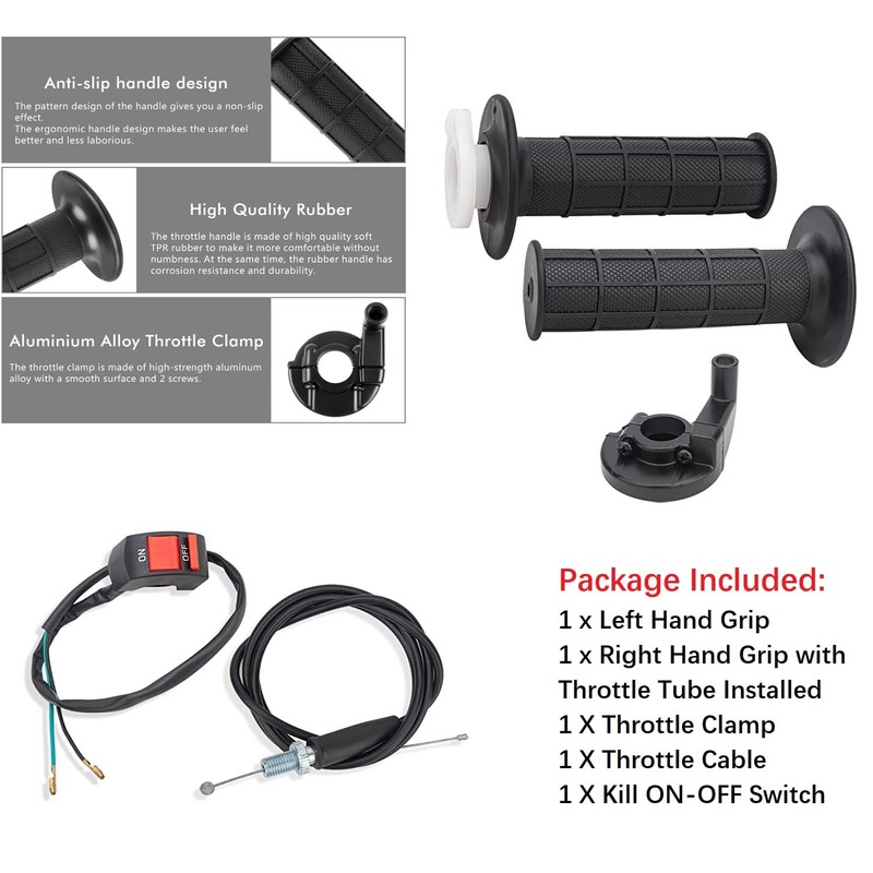 CALU LUKY 22mm Twist Throttle Accelerator Handle Grips, 50 90