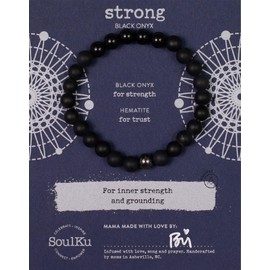 SoulKu Black Onyx Strong Bracelet for Men, Inspirational Gifts for Husband, Father, & Brother