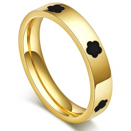 AmorArtSky 18k Gold Five Leaf Clover Dainty Inlaid Zircon Ring for Women:Fashion Lucky Five Leaf Love Promise Rings Stainless Steel Wedding Band Promise Ring Jewelry Birthday Gifts for Women