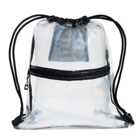VAVAER Clear Drawstring Bag Gym Tote Bag for Stadium Yoga Gym Travel Beach Man Momen (Clear)