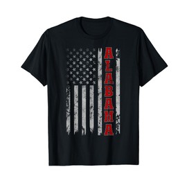 Alabama - Vintage Patriotic USA Flag Football Season T-Shirt