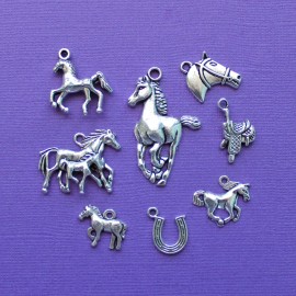 Unbranded Horse Charm Collection Antique Silver Tone 8 Different Charms COL014