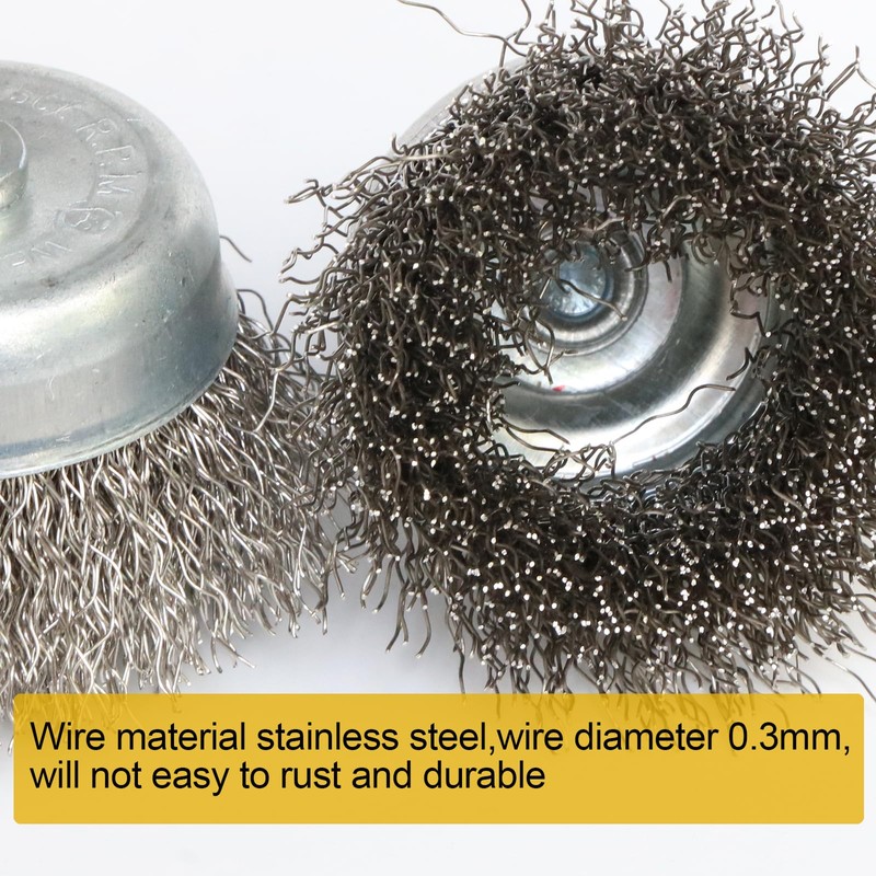 10PCS Professional Wire Wheel Brush Set, Stainless Steel Cup Wire