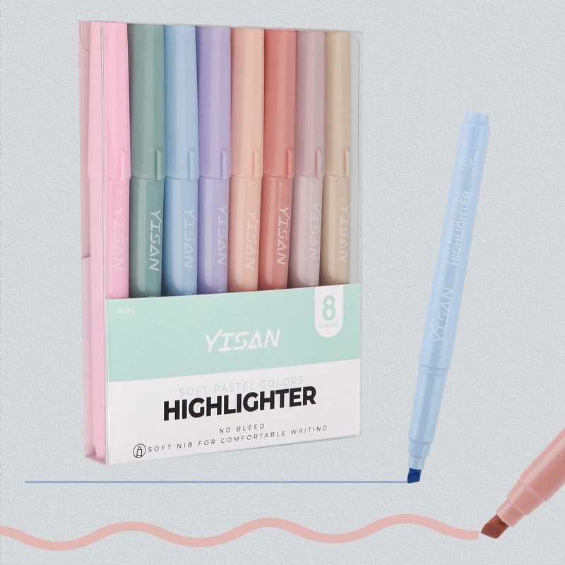 YISAN Pastel Highlighters,Soft Chisel Tip Bible Highlighter Pens No Bleed