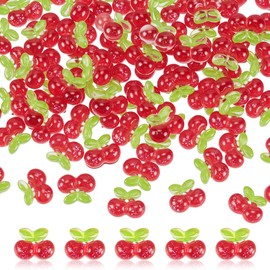 CRAFTYMELODY 100Pcs Cherry Nail Charms Resin Cherry Cabochons 3D Fruit Summer Nail Studs 7.5x6x3mm Spring Nail Art Decorations Nails Accessories for Women DIY Craft Manicure Supplies