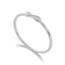 Sterling Silver Infinity Loop 1mm Stacking Ring Size K (J - W Available)