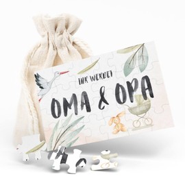 Spicyshirts Pregnancy announcement, puzzle 24 pieces with linen bag, you will be grandma and grandpa, you will be grandpa, you will be grandparents, funny idea announcement pregnancy