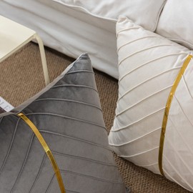 WACOMECO Velvet Throw Pillow Covers, Pack of 2 Soft Gold Decorative Cushion Covers for Couch Sofa Living Room Home Decoration, Grey, 20x20 inch