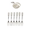 Swan Base Holder Forks Set Aluminum Silver Fashion Rustproof Decorative