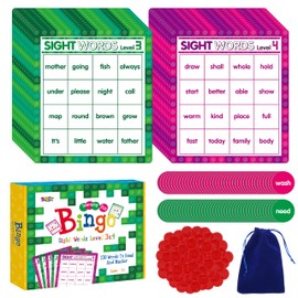 Sight Word Bingo Game, 120 Sight Words Learn to Read Level 3 & Level 4 Bingo Board Game Dolch's & Fry's Words Lists for Kindergarten and Preschool Kids 5+, Perfect for Classroom & at Home