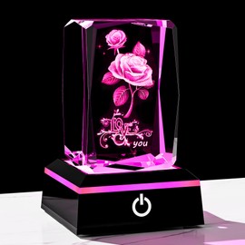 Qianwei Anniversary Birthday Gifts for Wife Girlfriend Mom 3D Crystal Rose Love You Gifts Decor Collectibles for Girlfriend Wife Mom on Anniversary Wedding Christmas Valentines Mothers Day