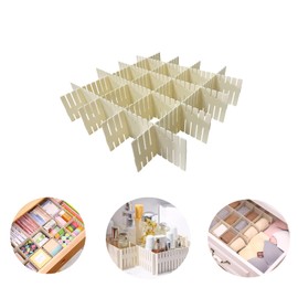 Onerbuy 8pcs Adjustable Grid Drawer Dividers DIY Plastic Closet Separator Tidy Organizer Container for Underwear Socks Belt Office Supplies(Beige)