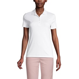 Lands' End Womens Short Sleeve Supima Polo White Regular Large