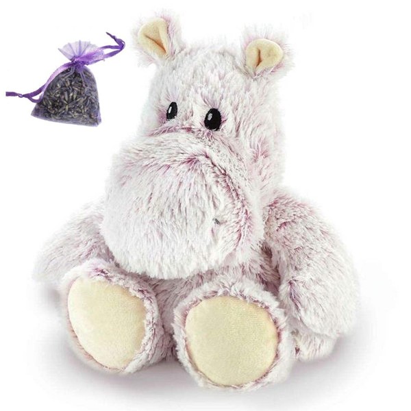 Warmies Intelex Microwavable Toys Puppy Sloth Elephant Hippo Heatable Warmer Soft Comforter Plus Lavender Filled Mini Bag (Marshmallow Hippo)