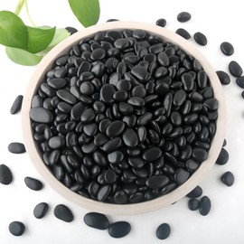 Mulctun 12lb Black Rocks for Planters-1/2-1" Polished Black Stones Smooth Flat Black Pebbles for Fish Tanks Decorative Black River Rocks for Vases Bonsai Pots Garden Stones for Landscaping and Yards