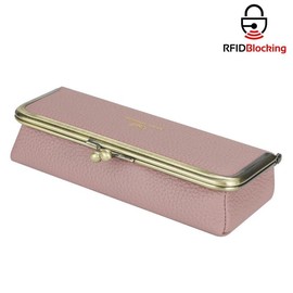 Royal Bagger Genuine Leather Fashion Glasses Case - RFID Blocking, Fashion Pencil Bag with Kiss Lock, Coin Purse for Women 2135:_Sea Blue