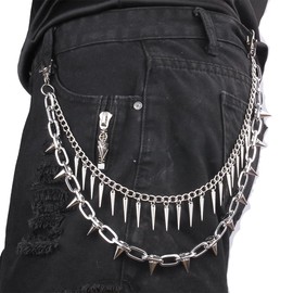 JAZTAKU Pant Chain Punk Spike Link Pocket Chain, Chains for Wallet, Pants, Jeans, Goth Accessories Men and Women