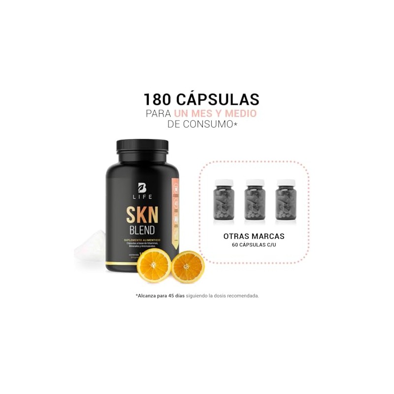 Skn Blend 180 Cápsulas 2000 Por Porción Colágeno Tipo Iii
