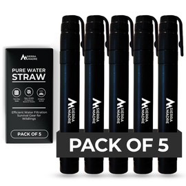 Sierra Madre Pure Water Straw – 264 Gallon Water Filter Purification for Backpacking, Camping, Hiking, Travel - Perfect for Preparedness Survival Gear & Supplies - Portable & Lightweight (Pack 5)