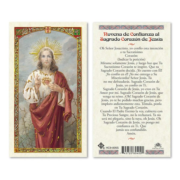 Novena de Confianza al Sagrado Corazon de Jesus Tarjetas Laminadas en Espanol Laminated Prayer Cards - Pack of 25-