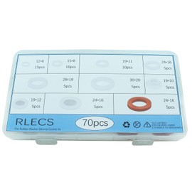 RLECS 70PCS 10 Sizes Hose Gasket Fitting Kit - Silicone & Rubber Sealing Washers - White & Orange - Suitable for Plumbing, Shower, Garden, Washing Machine