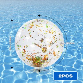 Pack of 2 Inflatable Water Balls, Inflatable Glitter Water Balls, Beach Ball, 40 cm Inflatable Beach Balls, Swimming Ball, Water Ball for Beach Balls, Pool Party, Applies to Christmas
